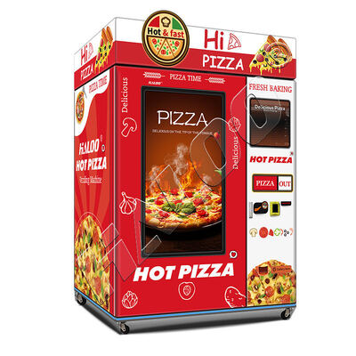 Distributore automatico di pizza con touchscreen da 55 pollici, sistema di riscaldamento e cottura, con lightbox a LED sulla parte superiore della macchina per la pizza