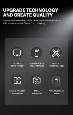 Il distributore automatico a spray di profumo Haloo può contenere quattro profumi diversi e dispone di cinque pulsanti campione per l'uso sul tavolo