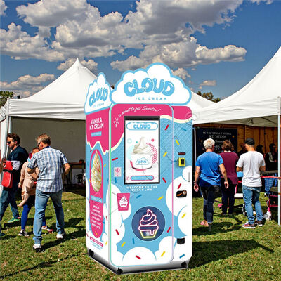 Distributori automatici di gelati Haloo con insegna luminosa superiore e riduttore a vite senza fine, compressore Embraco 1.5P importato dal Brasile