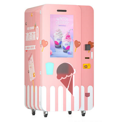 Macchina automatica per la vendita di gelato soft all'aperto Halo, con schermo touchscreen da 32 pollici e funzione di pulizia automatica